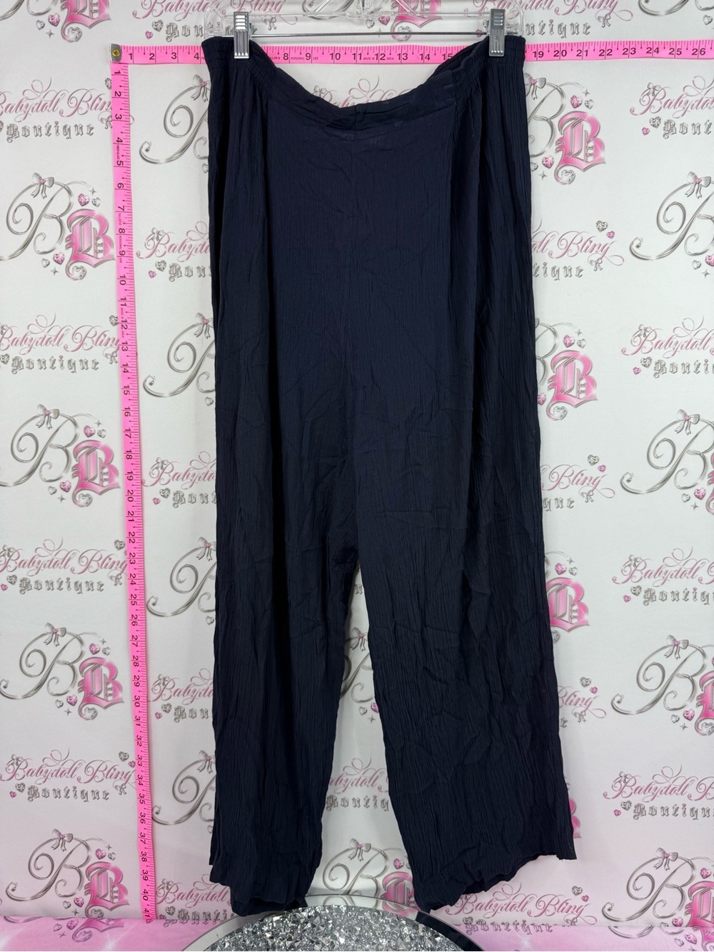 Jeremy Scott pants flowy navy blue Black Wide-Leg Crinkled Pants